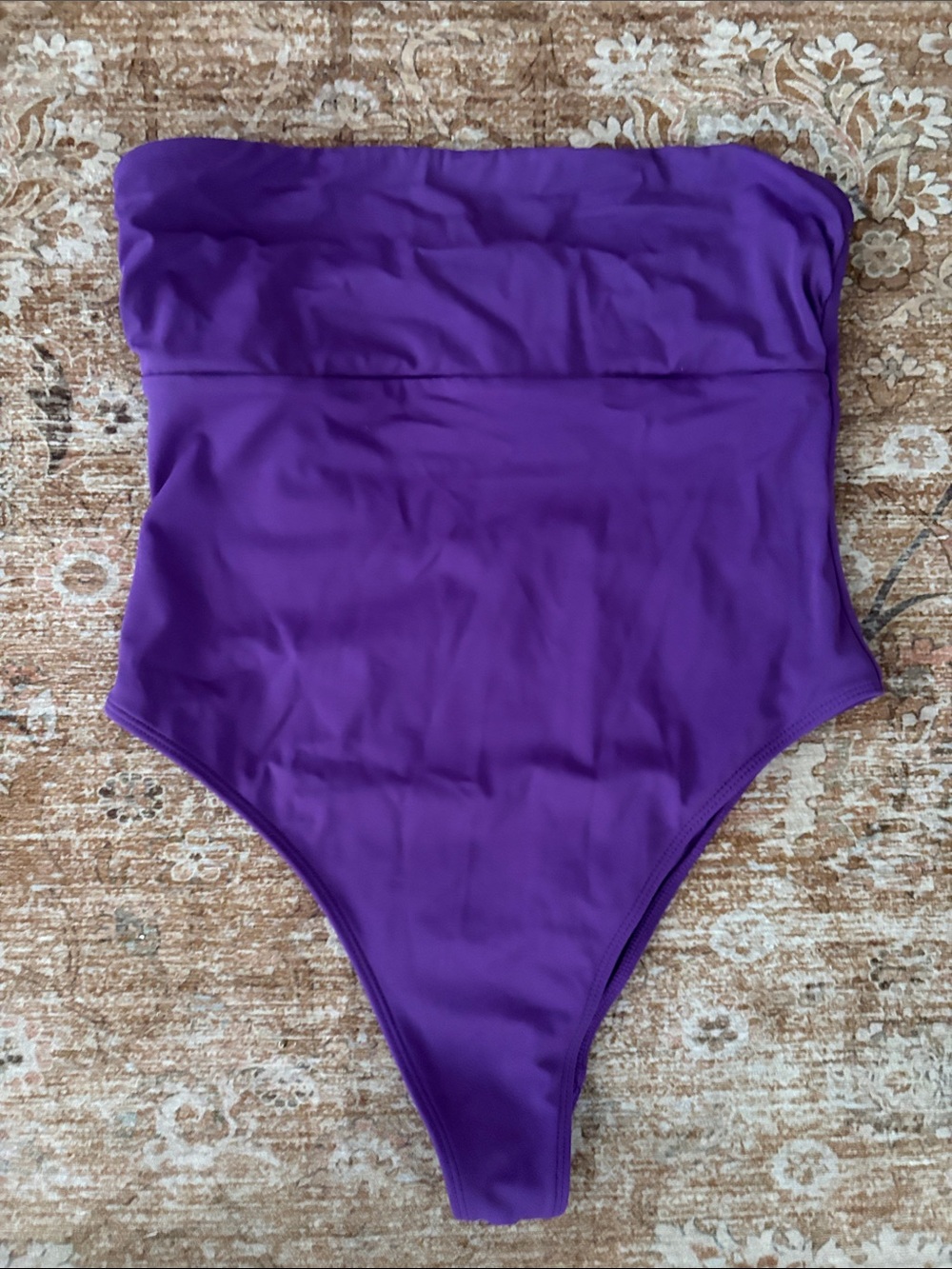 Strapless Purple High-Cut One-Piece Swimsuit